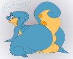  2019 2_toes all_fours antennae_(anatomy) anthro anus backsack balls bedroom_eyes big_butt black_eyes blush butt curled_tail dialogue dragon english_text goodra huge_butt looking_back male mias-mao narrowed_eyes nintendo open_mouth penis pok&eacute;mon pok&eacute;mon_(species) presenting presenting_hindquarters rear_view seductive slime smile solo speech_bubble text thick_tail thick_thighs toes tongue video_games 