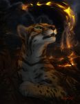  2020 ambiguous_gender detailed_background digital_media_(artwork) felid feline feral green_eyes leopardus mammal night ocelot open_mouth outside rogueliger sky solo star starry_sky teeth whiskers 