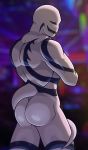  2019 alien butt crossed_arms e-zoid hairless hi_res looking_at_viewer looking_back male muscular not_furry nude pinup pose presenting smile standing tattoo white_body white_skin 