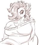  anthro big_breasts breasts clothed clothing female fur glacierclear hair hyaenid mammal piercing solo sweater topwear 