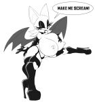  anthro armwear big_breasts bodily_fluids boots breasts chiropteran clothing elbow_gloves female footwear genital_fluids gloves handwear high_heels huge_breasts legwear mammal nipples pussy_juice ravrous rouge_the_bat shoes solo sonic_the_hedgehog_(series) sweat thigh_boots thigh_highs 