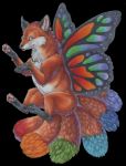  antennae_(anatomy) canid canine fae fairy female feral fox mammal multi_tail rainbow solo unknown_artist 