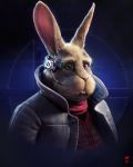  anthro biped brown_eyes bust_portrait clothing fur jacket lagomorph leporid long_ears looking_at_viewer male mammal nintendo peppy_hare portrait rabbit raf_grassetti solo star_fox tan_body tan_ears tan_fur topwear video_games visor 