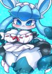  big_breasts blush bottomless breasts cleavage clothed clothing crotch_tuft eeveelution female glaceon looking_at_viewer maid_uniform nekoyuu nintendo pok&eacute;mon pok&eacute;mon_(species) smile solo tuft uniform video_games 