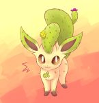  2017 3_toes :3 absurd_res ambiguous_gender black_sclera cactus digital_media_(artwork) eeveelution feral fur glistening glistening_eyes gradient_background green_body green_fur hi_res leafeon leg_markings mammal markings nintendo plant pok&eacute;mon pok&eacute;mon_(species) quadruped robosylveon simple_background socks_(marking) solo toes video_games white_eyes yellow_body yellow_fur 