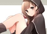  1girl bangs blush boots braid brown_eyes brown_footwear brown_hair capelet eyebrows_visible_through_hair hair_ribbon highres hood hood_up hooded_capelet kantai_collection katsuobushi_(eba_games) long_hair long_sleeves ribbon shinshuu_maru_(kantai_collection) smile solo twin_braids white_background 