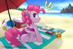  ! 2020 beach bikini blue_eyes clothing earth_pony equid equine female feral friendship_is_magic fur horse looking_back mammal my_little_pony pink_body pink_fur pinkie_pie_(mlp) pony pregnant pusspuss seaside solo swimwear 