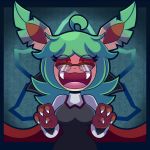  2019 absurd_res anthro cape claws clothed clothing costume digital_media_(artwork) eeveelution eyewear fangs female fur glasses hair halloween hi_res holidays leafeon looking_at_viewer mammal mintyspirit nintendo open_mouth pok&eacute;mon pok&eacute;mon_(species) red_eyes smile solo sunnyleafeon_(mintyspirit) symbol teeth tongue vampire video_games yellow_body yellow_fur 