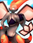  big_breasts breast_grab breasts clothing female flygon hand_on_breast navel nintendo pok&eacute;mon pok&eacute;mon_(species) skwidbone solo underwear video_games 