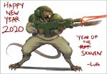  1boy assault_rifle bayonet chinese_zodiac claws energy_gun gun helmet imperial_guard laser laser_rifle lutherniel military military_uniform rat rat_tail rifle skaven solo tail teeth uniform warhammer_40k warhammer_fantasy weapon year_of_the_rat 