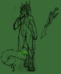  anthro demon featureless_crotch felid feline frostwyrm102 fur hair horn malignant_cora mammal nude simple_background traditional_media_(artwork) 