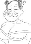  2d_animation animated anthro big_breasts breasts clothing digital_media_(artwork) eyes_closed female fur hair hair_bun hi_res inoshishi_(klr-rio) japanese_boar klr-rio mammal nipples nude solo suid suina sus_(pig) tusks wild_boar 