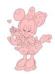  &lt;3 anthro bloomers blush bow chipmunk clarice_(disney) clothed clothing disney dress duo eyelashes eyes_closed female gloves ground_squirrel handwear kissing_cheek mammal mgmgmic minnie_mouse monochrome puffy_sleeves rodent sciurid simple_background sitting size_difference sketch smaller_on_top smile standing white_background 