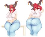  absurd_res alexstrasza animal_humanoid big_breasts big_butt blizzard_entertainment breasts butt dragon dragon_humanoid female hair hi_res horn horned_humanoid huge_butt humanoid looking_at_viewer red_hair solo sundown_(artist) text thick_thighs video_games warcraft wide_hips 