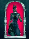  abs accessory anthro canid canine canis clothing diamond_(gem) dobermann domestic_dog dress female femme_fatale frawdoe garter gem gloves_(marking) green_eyes gun jewelry looking_at_viewer mammal markings mirror muscular muscular_female necklace nipple_outline phone pinscher ranged_weapon selfie smile solo thin_waist weapon wide_hips 