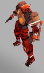  apharmd camouflage camouflage_pants from_above full_body gun highres imi_uzi mecha mikoto_akemi pants sega submachine_gun tonfa virtual_on weapon 