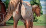  2020 animal_genitalia animal_pussy anus butt butt_focus clitoris detailed_background digital_drawing_(artwork) digital_media_(artwork) dock equid equine equine_pussy female feral hi_res horse looking_back mammal mercurial64 open_mouth outside pussy rear_view signature solo teats tongue tongue_out 