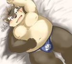  11768hoshi asian_clothing belly blush canid canine canis clothing domestic_dog east_asian_clothing embarrassed eyebrows fundoshi japanese_clothing lying male mammal moritaka nipples on_back open_mouth scar slightly_chubby thick_eyebrows tokyo_afterschool_summoners underwear video_games 