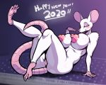  2020 alternate_version_at_source anthro bedroom_eyes better_version_at_source big_breasts blush breasts female holidays lollipopcon looking_at_viewer mammal mouse murid murine narrowed_eyes new_year nude pinup pose pussy rodent seductive solo 