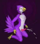  2019 animal_genitalia animal_penis anthro avian avian_penis biped bird bodily_fluids claws cum cumshot digital_media_(artwork) ejaculation erection feathers fingers forced_orgasm general_beak genital_fluids hands-free handsomest hi_res hypnosis looking_up male mind_control nude open_mouth orgasm penis ringed_eyes simple_background smile solo spiral_eyes submissive submissive_male tapering_penis tongue 