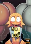  alien big_butt blush bottomless butt clothed clothing hi_res huge_butt humanoid male malph puwa shirt simple_background sssonic2 thick_thighs topwear 