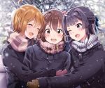  hug ibuki_tsubasa idolmaster_million_live! kasuga_mirai mogami_shizuka shiokazunoko winter 