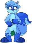  alpha_channel annoyed barefoot blue_body embarrassed fig_leaf gelatin goronic jelly lutari_(neopets) male mammal neopets nude simple_background standing transparent_background 