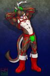  abs bulge cervid christmas clothing felid harness holidays hybrid invalid_tag iudicium86 jockstrap male mammal muscular pantherine tiger underwear 