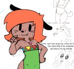 :o amulet bodily_fluids brown_body brown_fur canid clothed clothing cub dress eulipotyphlan female freckles frita_(subjectdie) fur hair hedgehog humanoid low_res mammal orange_hair simple_background subjectdie_(artist) sweat text white_background young 