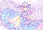  blush dress flowers lolita_fashion long_hair original purple_eyes purple_hair puu_(kari---ume) 