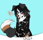  &lt;3 2020 anthro bernese_mountain_dog big_tail black_body black_fur black_nose blue_eyes blush bodily_fluids bottomwear breasts brown_body brown_fur butt button_ears canid canine canis cleavage clothed clothing cum cum_covered cum_on_clothing cum_on_face curled_hair dechito digital_media_(artwork) domestic_dog female floppy_ears fur genital_fluids hair hi_res jeans looking_at_viewer mammal medium_breasts messy molosser mountain_dog multicolored_body multicolored_fur nude off_shoulder pants paws simple_background smile solo speech_bubble standing sweatshirt swiss_mountain_dog thick_thighs tongue tongue_out topwear white_body white_fur 