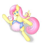  1:1 absurd_res diaper equid equine female feral fluttershy_(mlp) friendship_is_magic gensir hi_res mammal my_little_pony pterippus simple_background sitting solo spreading wings 