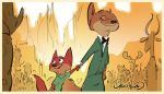  anthro border brown_body brown_fur building byron_howard canid canine city clothed clothing concept_art crowd disney duo_focus fox fully_clothed fur group john_wilde mammal nick_wilde official_art outside red_body red_fox red_fur tan_border young zootopia 