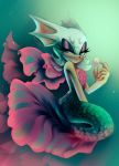  2018 alternate_species anthro eyelashes female fin gem green_body hi_res holding_object marine merfolk pearl_(gem) pink_body pink_scales rouge_the_bat scales smile solo sonic_the_hedgehog_(series) spacecolonie tan_body tan_skin underwater water white_body 