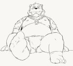  2020 anthro asian_clothing belly bulge clothing east_asian_clothing flappydog fundoshi humanoid_hands japanese_clothing male mammal moobs nipples overweight overweight_male robe simple_background sitting solo underwear ursid white_background 全兽出击 十泉介 