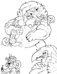  blush bottomless clothed clothing drinking_straw eating eyes_closed fangs food hoodie hug jar laugh lycanroc male mc_morrales musclegut muscular nero_the_rockruff nintendo open_mouth pok&eacute;mon pok&eacute;mon_(species) red_the_lycanroc rockruff simple_background sketch sleeveless_hoodie smile tall_glass topwear video_games white_background 
