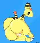  absurd_res ampharos backsack balls big_butt butt butt_focus hi_res huge_butt looking_at_viewer looking_back male nintendo noirnoir perineum pok&eacute;mon pok&eacute;mon_(species) presenting rear_view simple_background solo thick_thighs video_games 
