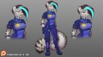  16:9 2020 ai&#039;lu_(law_of_love) anthro black_hair black_spots bodysuit breasts clothed clothing digital_media_(artwork) ear_piercing ear_ring fangs felid female fur grey_body grey_fur hair law_of_love mammal open_mouth pantherine patreon piercing police reaper3d simple_background skinsuit smile snow_leopard solo spots spotted_body spotted_fur tight_clothing 