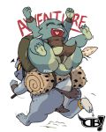  2018 anklet anthro armband arms_above_head backpack big_butt breasts butt carrying clothed clothing cross-popping_vein darkboss duo eyes_closed female gilly_(sssonic2) grey_body grey_scales jewelry kobold loincloth looking_back melee_weapon open_mouth polearm rear_view running scales scalie short_stack simple_background skimpy slit_pupils smile spear standing text thick_thighs thora_(darkboss) topwear vein weapon white_background wide_hips yellow_sclera 
