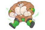  2019 5_fingers anthro big_muscles black_nipples black_nose boots brown_body brown_fur bulldog canid canine canis clothed clothing domestic_dog fingers flexing footwear fur green_eyes huge_muscles male mammal mastiff megawaffle_(artist) molosser multicolored_body multicolored_fur musclegut muscular muscular_male nipples overweight overweight_male simple_background snarling solo teeth topless two_tone_body two_tone_fur underwear white_background white_body white_fur wrestler 
