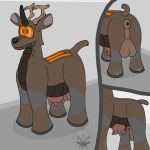  antlers anus balls black_nose brown_body cyberocerus feral horn hybrid inside lights machine male miden model_sheet monocerus monocerus_(species) robot robotic_body solo teats udders 