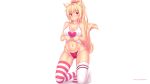  animal_ears blonde_hair breasts cameltoe cleavage fast-runner-2024 orange_eyes original tail thighhighs tiffy underwear watermark white 