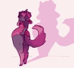  ambiguous_gender anthro bite biting_lip bovid canid canine canis caprine clothing domestic_dog dress ear_piercing fur geep69 goat holding_clothing hooves horn looking_at_viewer looking_back mammal piercing pink_body pink_fur seductive shadow sheep simple_background smile smirk solo standing white_background wide_hips yellow_eyes 