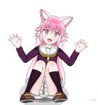  ! 2020 5_fingers animal_humanoid anime boppin butt canid canid_humanoid canine canine_humanoid clothing cute_fangs female fingers footwear fur hair humanoid long_hair mammal mammal_humanoid murenase!_seton_gakuen open_mouth paw_pose pink_body pink_fur pink_hair pose ranka_ookami school_uniform shoes simple_background sitting solo uniform white_background wolf_humanoid yellow_eyes 