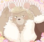  00makumakuma00 2020 5_fingers brown_body brown_eyes brown_fur chinese_new_year clothed clothing fingers flower fur hair holidays humanoid_hands mammal new_year plant sdorica sdorica_sunset ursid 