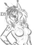  anthro breasts canadian_lynx digital_media_(artwork) felid feline female fur hair lynx mammal nicnak044 nicole_(nicnak044) open_mouth pose smile solo tongue whiskers 