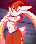  2020 ambiguous_gender anthro aura cloud crossed_arms gigantamax_cinderace gigantamax_pok&eacute;mon kektails long_ears navel nintendo pok&eacute;mon pok&eacute;mon_(species) red_eyes signature solo video_games 