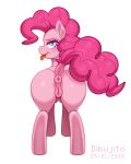  2020 animal_genitalia animal_pussy anus blue_eyes blush butt butt_focus dibujito digital_media_(artwork) dock earth_pony equid equine equine_pussy female feral friendship_is_magic hair horse looking_at_viewer looking_back mammal my_little_pony pink_hair pinkie_pie_(mlp) pony presenting presenting_hindquarters pussy rear_view solo teats tongue tongue_out 
