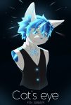  2019 ambiguous_gender anthro armless blue_hair bodily_fluids felid feline fur gem gem_creature glistening hair hi_res mammal mineral_fauna solo tears white_body white_fur 纯音_泉几 