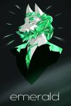  ambiguous_gender anthro beard canid canine clothing facial_hair fur gem gem_creature glistening green_eyes green_hair hair hi_res land_of_the_lustrous male mammal mineral_fauna solo white_body white_fur 纯音_泉几 
